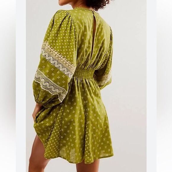Free People Sweet Southwest Tunic Embroidered Lace Boho Cottage Mini Dress Sz S - Picture 1 of 2